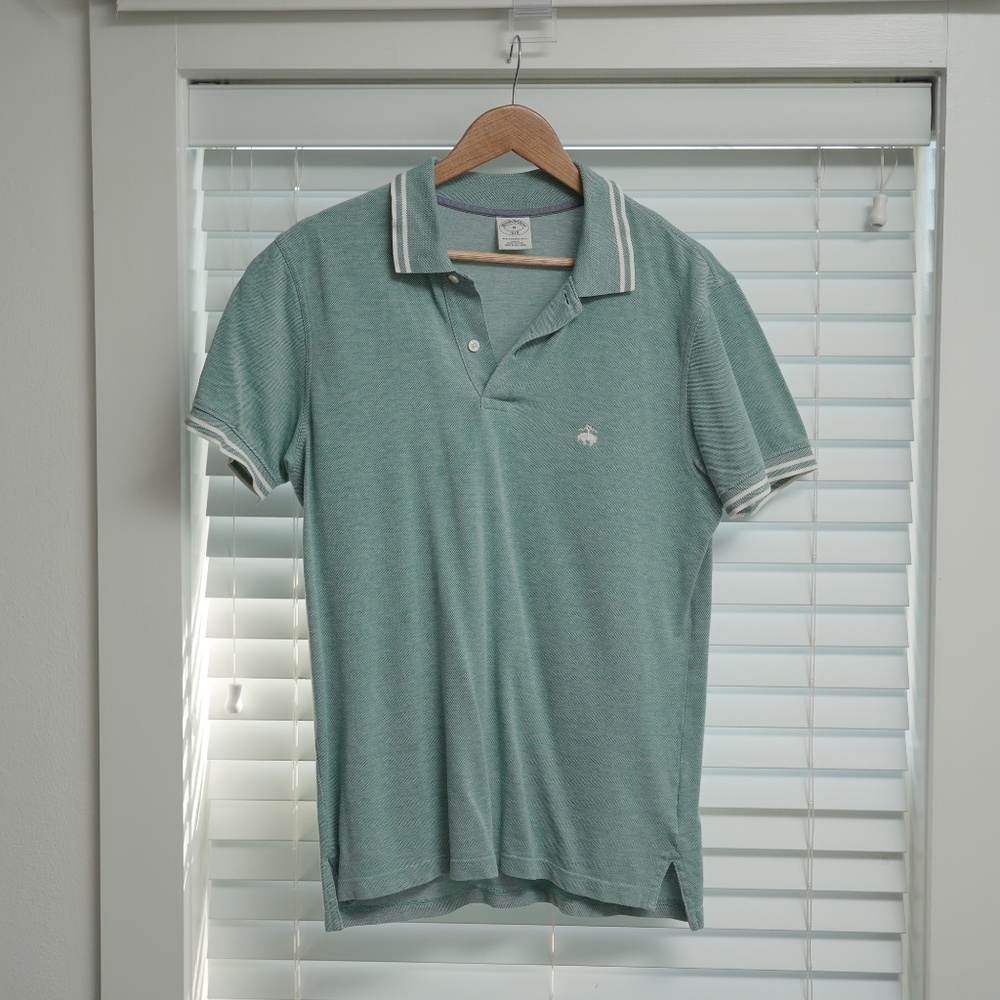 Brooks Brothers teal performance short sleeve polo shirt mens size M